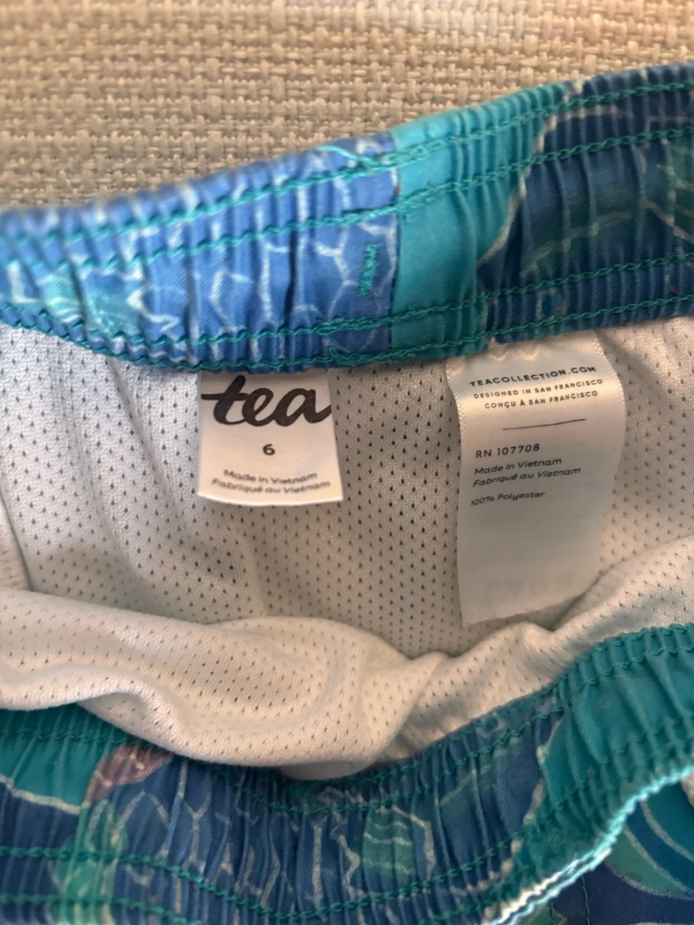 Tea Collection Teal & Blue Fish-Pattern Swim Shorts